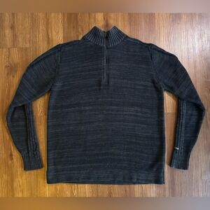 Columbia Men's Dark Charcoal Gray 1/4 Zip Knit Long Sleeve Mock Neck Sweater